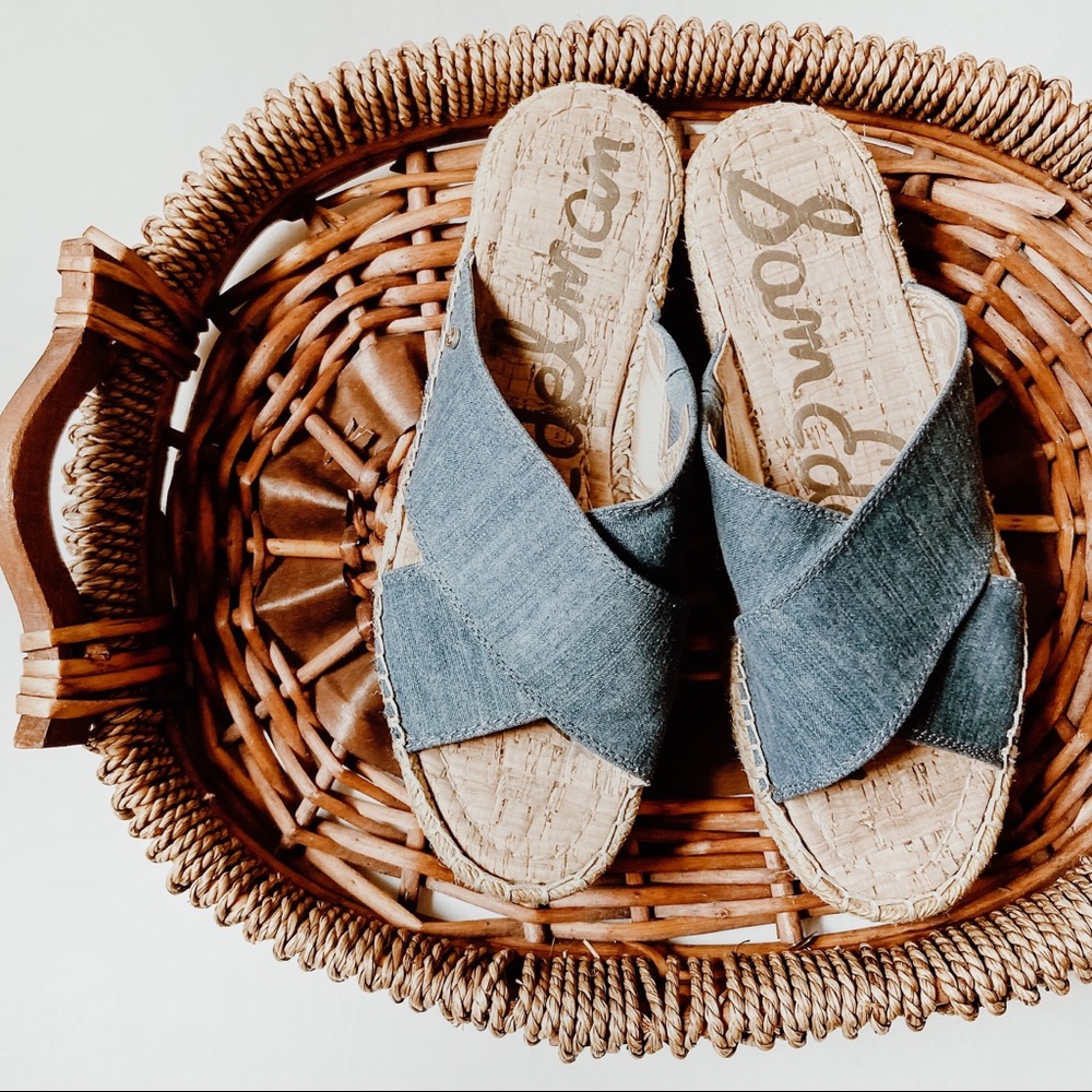 Sam Edelman Natty Denim Espadrille Platform Slides